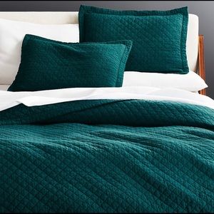 CB2 Dagny Teal Quilt and Two Shams